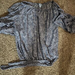 Cece Black and White Patterned Blouse